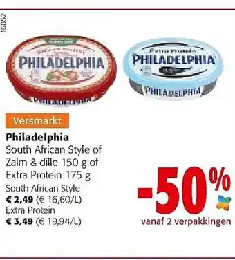 Colruyt Philadelphia south african style of zalm & dille of extra protein aanbieding