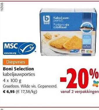 Colruyt Boni selection kabeljauwporties aanbieding
