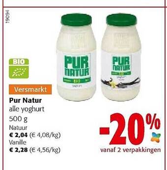 Colruyt Pur natur yoghurt aanbieding
