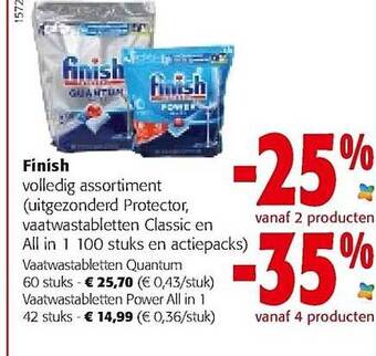Colruyt Finish vaatwastabletten aanbieding