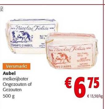 Colruyt Aubel melkerijboter ongezouten of gezouten aanbieding