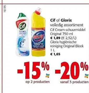 Colruyt Cif of glorix schuurmiddel, hygiènische reiniging aanbieding
