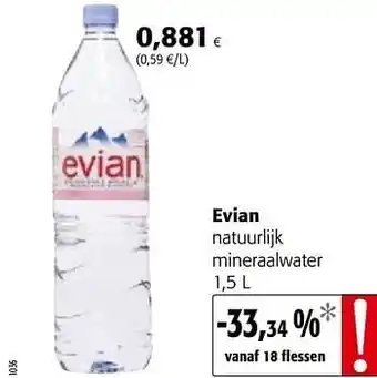 Colruyt Evian natuurlijk mineraalwater 1,5L aanbieding