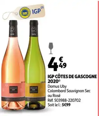 Auchan Domus Uby IGP Cotes De Gascogne 2020 aanbieding
