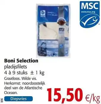 Boni selection pladijsfilets 4 a 9 stuks 1kg