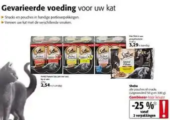 Colruyt Gevarieerde voeding Sheba alle pouches of snacks aanbieding