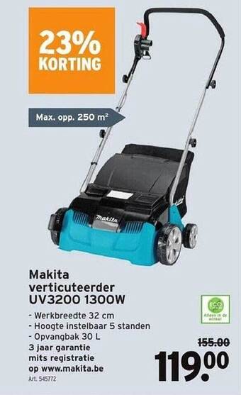 GAMMA Makita verticuteerder uv3200 1300w aanbieding