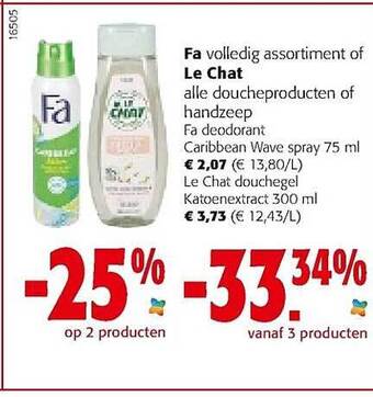 Colruyt Fa of le chat doucheproducten of handzeep aanbieding