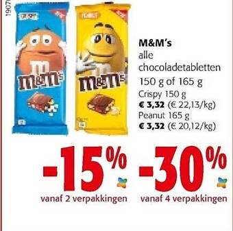 Colruyt M&m's chocoladetabletten aanbieding