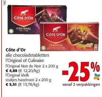 Colruyt Côte d'or chocoladetabletten aanbieding