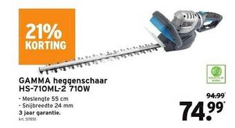 GAMMA Gamma heggenschaar hs-710ml-2 710w aanbieding