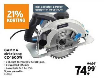 GAMMA Gamma cirkelzaag cz-1600w aanbieding