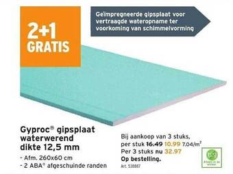 GAMMA Gyproc gipsplaat waterwerend dikte 12,5 mm aanbieding