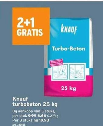 GAMMA Knauf turbobeton 25 kg aanbieding