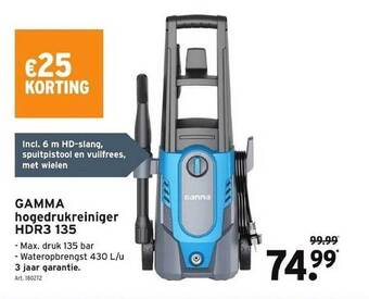 GAMMA Gamma hogedrukreiniger hdr3 135 aanbieding