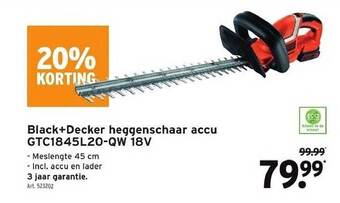 GAMMA Black + decker heggenschaar accu gtc1845l20-qw 18v aanbieding
