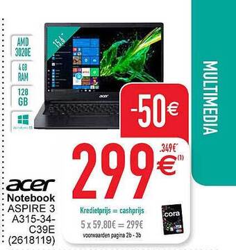 Cora Acer notebook aspire 3 aanbieding