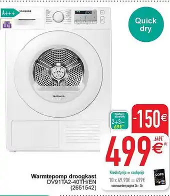 Cora Warmtepomp droogkast aanbieding