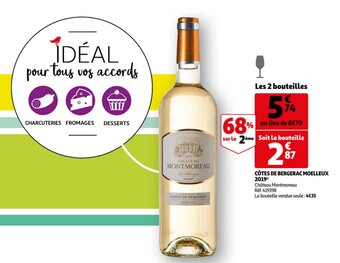 Auchan Cotes De Bergerac Moelleux 2019 aanbieding