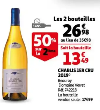 Auchan Beauroy Chablis 1Er Cru 2019 aanbieding