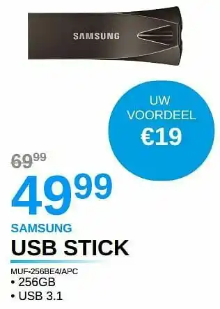 VCD Samsung usb stick muf-256be4-apc aanbieding