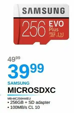 VCD Samsung microsdxc mb-mc256ha-eu aanbieding