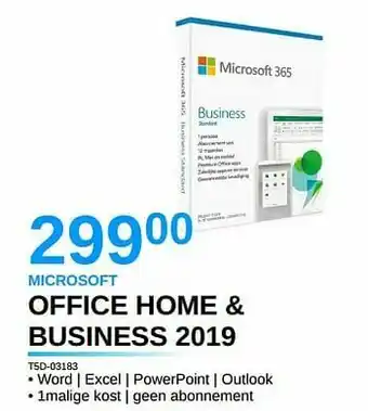 VCD Microsoft office home + business 2019 t5d-03183 aanbieding