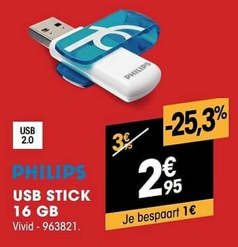 Electro Depot Philips usb stick 16 gb aanbieding