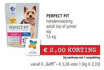 Spar Colruyt Perfect fit hondenvoeding adult kip of junior kip aanbieding