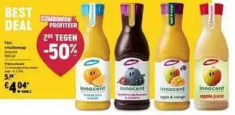 Delhaize Innocent sinaasappelsap zonder pulp aanbieding