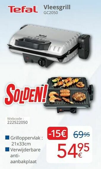 Eldi Tefal vleesgrill gc2050 aanbieding