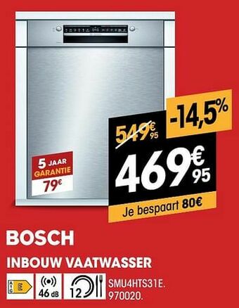 Electro Depot Bosch inbouw vaatwasser smu4hts31e aanbieding