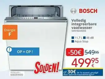 Eldi Bosch volledig integreerbare vaatwasser smv46ax00e aanbieding