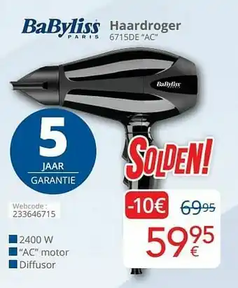 Eldi Babyliss haardroger 6715de ac aanbieding