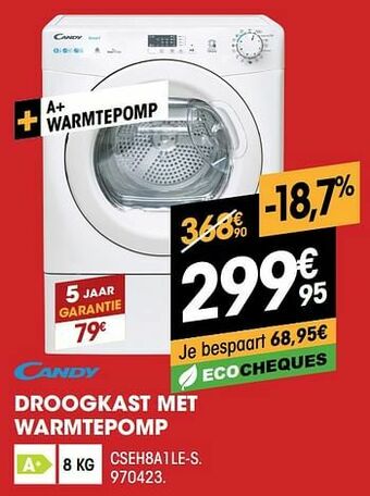 Electro Depot Candy droogkast met warmtepomp cseh8a1le-s aanbieding