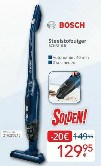 Eldi Bosch steelstofzuiger bchf216 b aanbieding