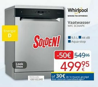 Eldi Whirlpool vaatwasser wfc 3c34apx aanbieding