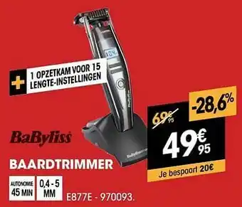 Electro Depot Babyliss baardtrimmer e877e aanbieding