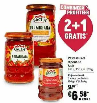 Delhaize Sacla saus arrabbiata aanbieding