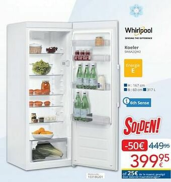 Eldi Whirlpool koeler sw6a2qw2 aanbieding