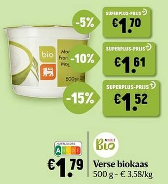 Delhaize Verse biokaas aanbieding