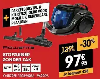 Electro Depot Rowenta stofzuiger zonder zak yy4579fe - ro6940ea aanbieding