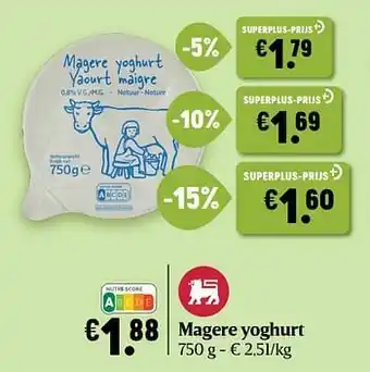 Delhaize Magere yoghurt aanbieding