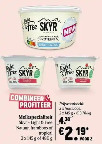 Delhaize Skyr light + free framboos aanbieding
