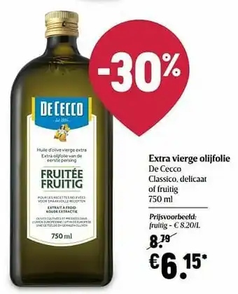 Delhaize Extra vierge olijfolie de cecco fruitig aanbieding