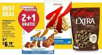 Delhaize Kellogg`s graanrepen, melkchocolade, special k fibre aanbieding