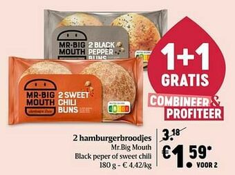 2 hamburgerbroodjes mr.big mouth