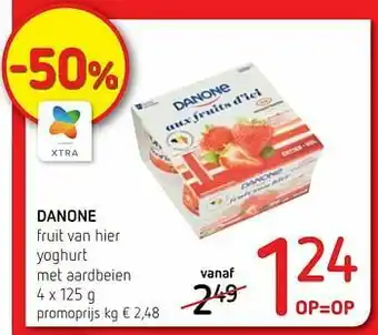 Spar Colruyt Danone fruit van hier yoghurt met aardbeien aanbieding