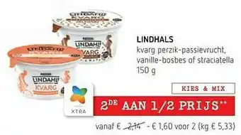 Lindhals kvarg perzik-passievrucht, vanille-bosbes of straciatella