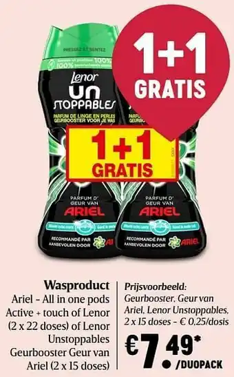 Geurbooster, geur van ariel, lenor unstoppables